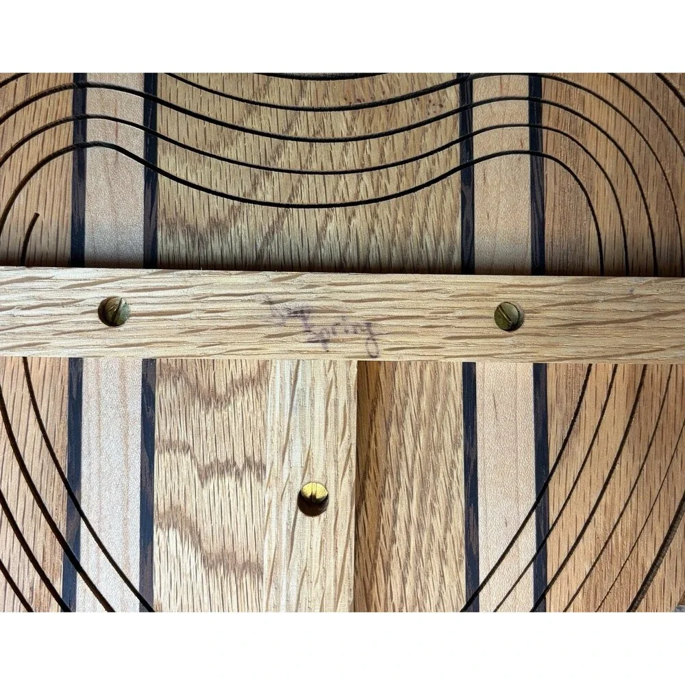 Wood Collapsible Basket Heart Shape Hand Crafted